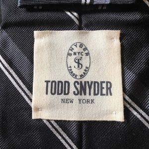 Todd Snyder Black Striped Silk Tie